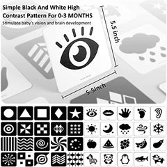 beiens Newborn Essentials Sensory Toys Cards, Black and White Brain Development Toys, Visual Stimulation Learning Activity Cards for 0-12 Months, 40 Pages 5.5'' x 5.5'' Baby Toys Gifts