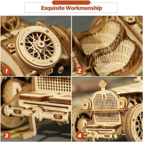 ROWOOD Car Wooden Model Kits for Adults to Build, 3D Wooden Puzzle Car, Vehicle Building Kits, DIY Crafts Kit, Creative Gift for Christmas