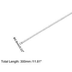 sourcing map 304 Stainless Steel Round Rods, 0.8mm x 300mm Solid Shaft Rods for DIY Craft Model Car Helicopter Airplane, Pack of 10