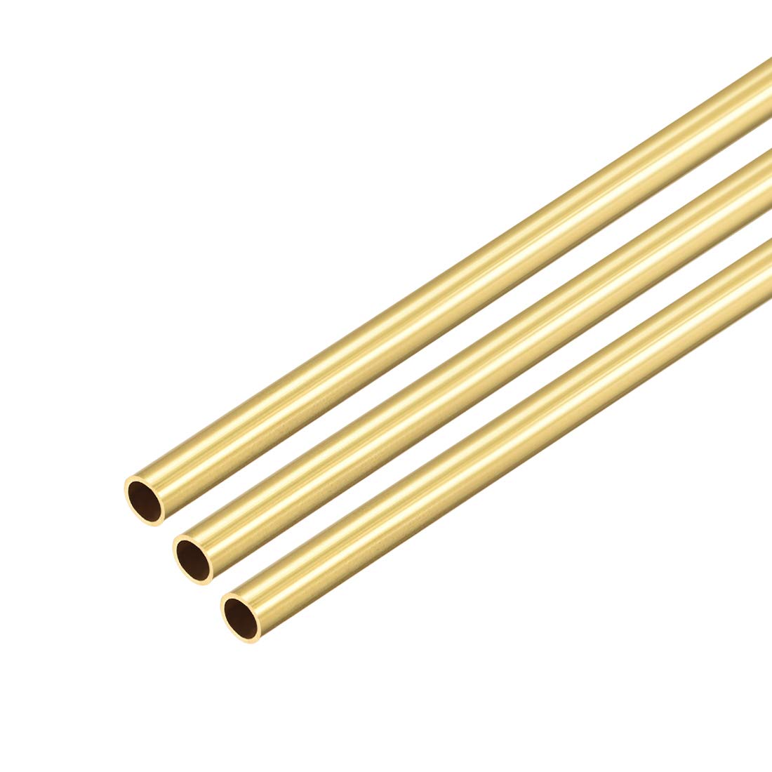 sourcing map Brass Round Tube, 300mm Length 5mm OD 0.5mm Wall Thickness, Seamless Straight Pipe Tubing 3 Pcs