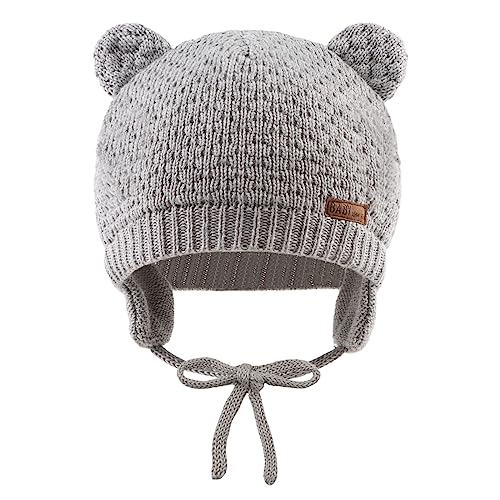 XIAOHAWANG Baby Earflap Beanie Hat Soft Baby Boy Knit Beanies Cute Bear Infant Toddler Girl Hats Autumn Winter (3pcs-a, M)