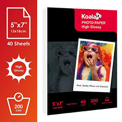 KOALA - Inkjet Photo Glossy Paper - 13x18 cm - 200gsm - 40 Sheets - for Canon HP Epson Inkjet Printer