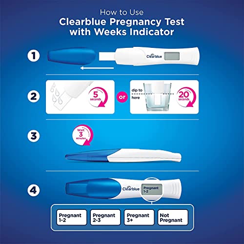 Clearblue Pregnancy Test Double-Check & Date Combo Pack, Result As Fast As 1 Minute (Visual Stick) & Tells You How Many Weeks (Digital Stick), Kit Of 2 Tests (1 Digital, 1 Visual), Packaging May Vary