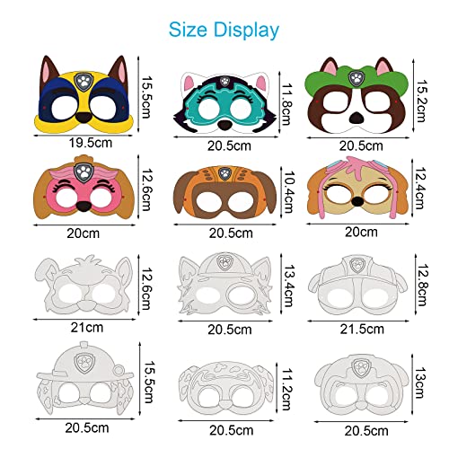 YOLOUP 24 Pack Colour in Masks for Kids Halloween Dog Craft Masks DIY Graffiti Blank Painting Mask for Art Activities Boys Girls Birthday Party Halloween Cosplay