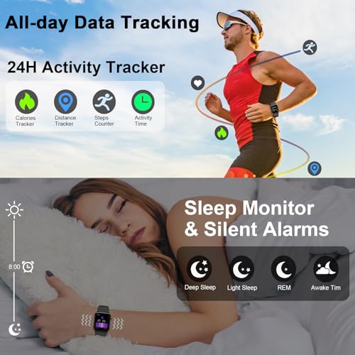 Smart Watch for Answer/Make Calls, 1.85 inches Smartwatch for Women Men, Fitness Watch with Heart Rate Sleep Monitor, 113 Sports Modes Step Counter, IP68 Waterproof Activity Tracker Calories for iOS Android