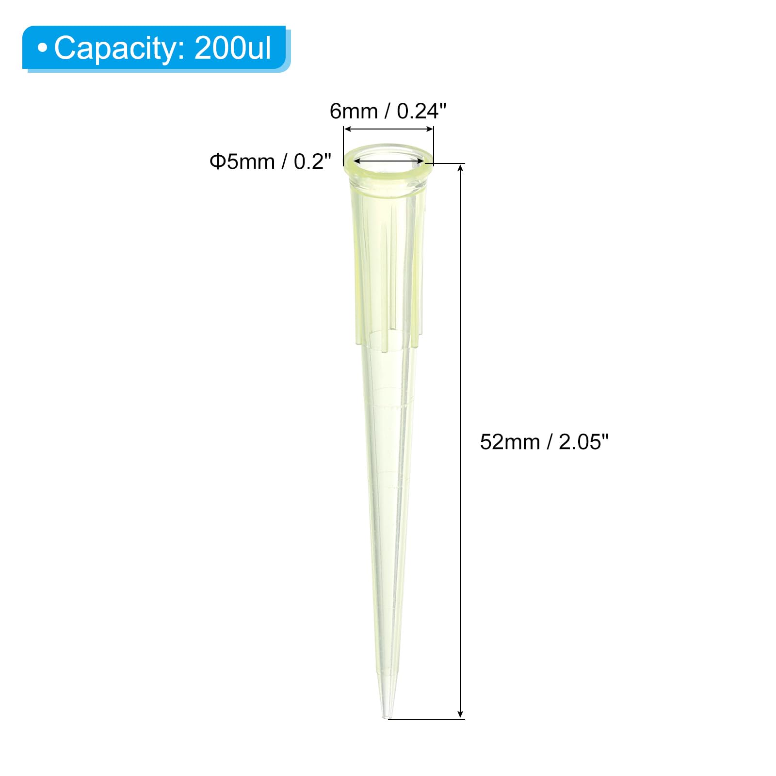 PATIKIL 200ul Pipette Tips, 100 Pcs PP Plastic Autoclavable Universal Liquid Transfer Pipette Pipettor Tips with Measurements for Laboratory, Yellow