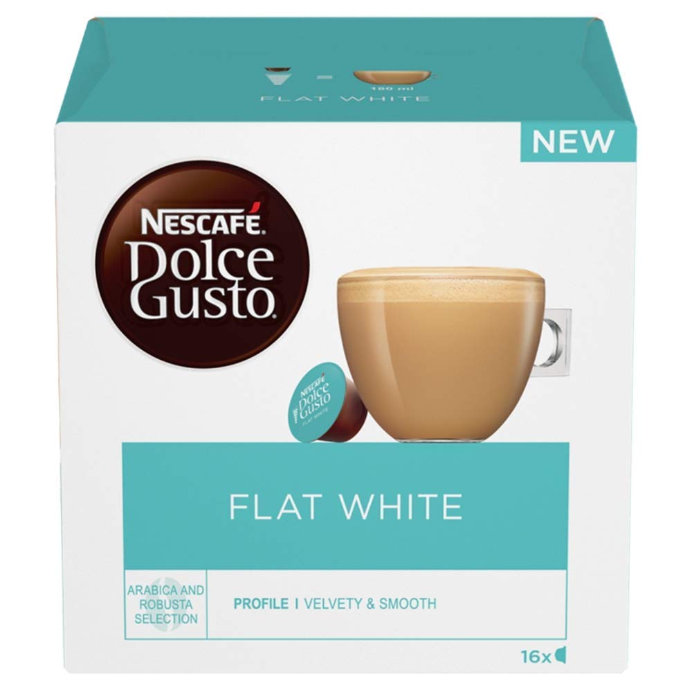 NESCAFE Dolce Gusto Flat White Coffee Pods - total of 48 Coffee Capsules - Creamy Coffee Flavour (3 Packs)