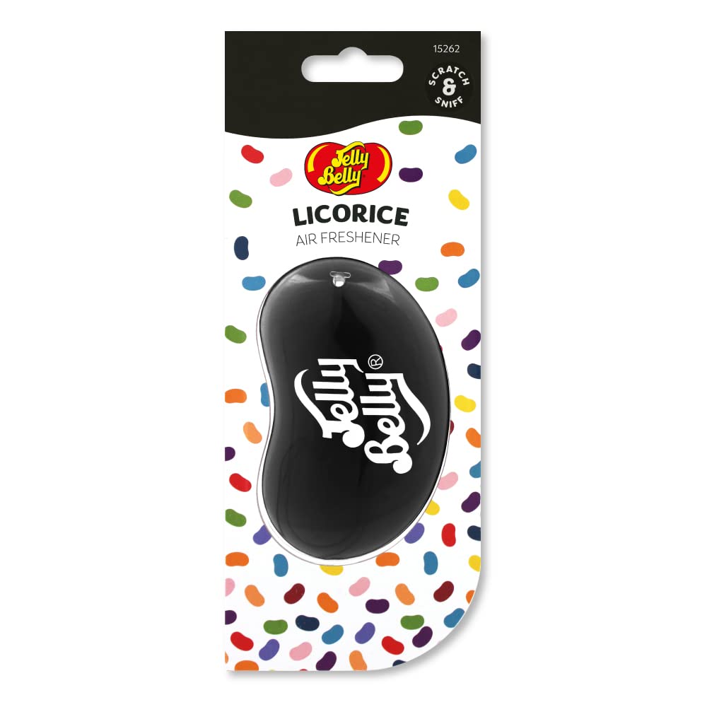 Jelly Belly Car Air Freshener - Licorice 3D Hanging Freshener. Car Scent Lasts Up To 30 Days, Air Freshener Car, Home or Office. Genuine Jelly Belly Car Air Fresheners for Women, Men and Kids