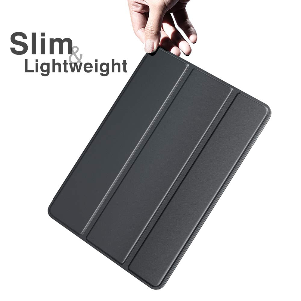 MoKo Case For New iPad 9th/8th/7th Gen Case (2021/2020/2019), Soft TPU Translucent Frosted Back Cover Slim Shell Protective Case with Stand for iPad 10.2 inch,Auto Wake/Sleep, Space Gray