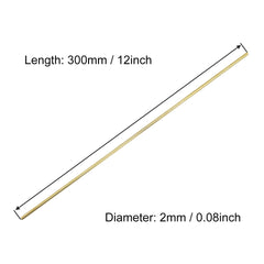 VictorsHome 2mm x 300mm Brass Rods, Round Solid Shaft Lathe Bar for DIY Crafts RC Aircraft Model Car 10pcs