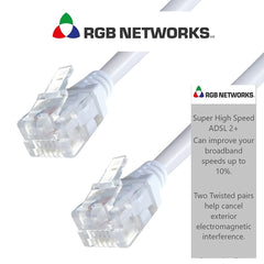 RGB Networks Ltd Super High Speed ADSL 2and Cable Telephone Extension RJ11-RJ11 10m Cat5e BT Broadband up to 10 Times faster than Standard Phone Cable Gold Plated Connector Premium Quality (10m)