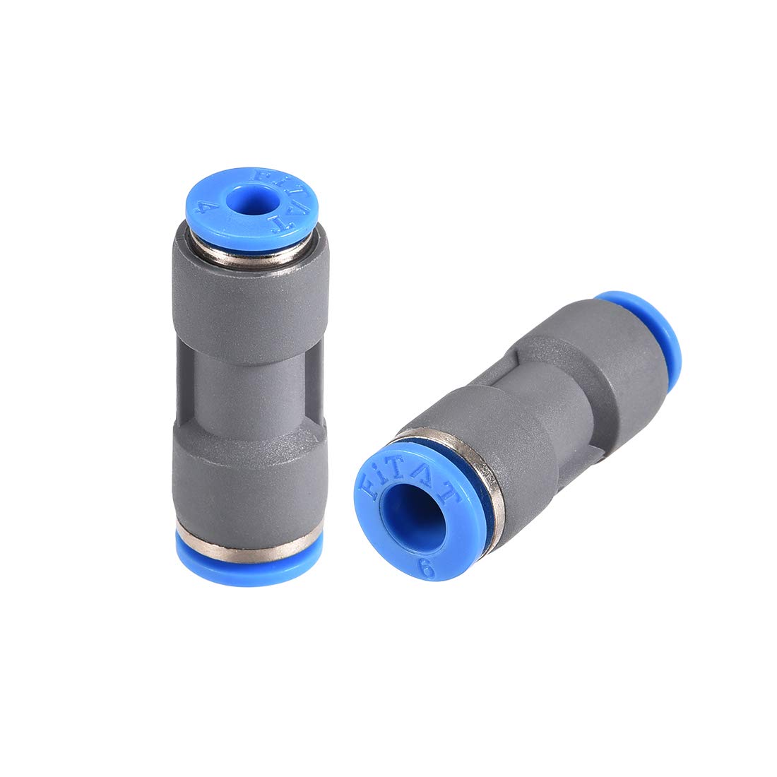 sourcing map Straight Push to Connector Reducer Fitting 6mm to 4mm Quick Release Pneumatic Connector Plastic Union Pipe Tube Fitting Grey 2Pcs