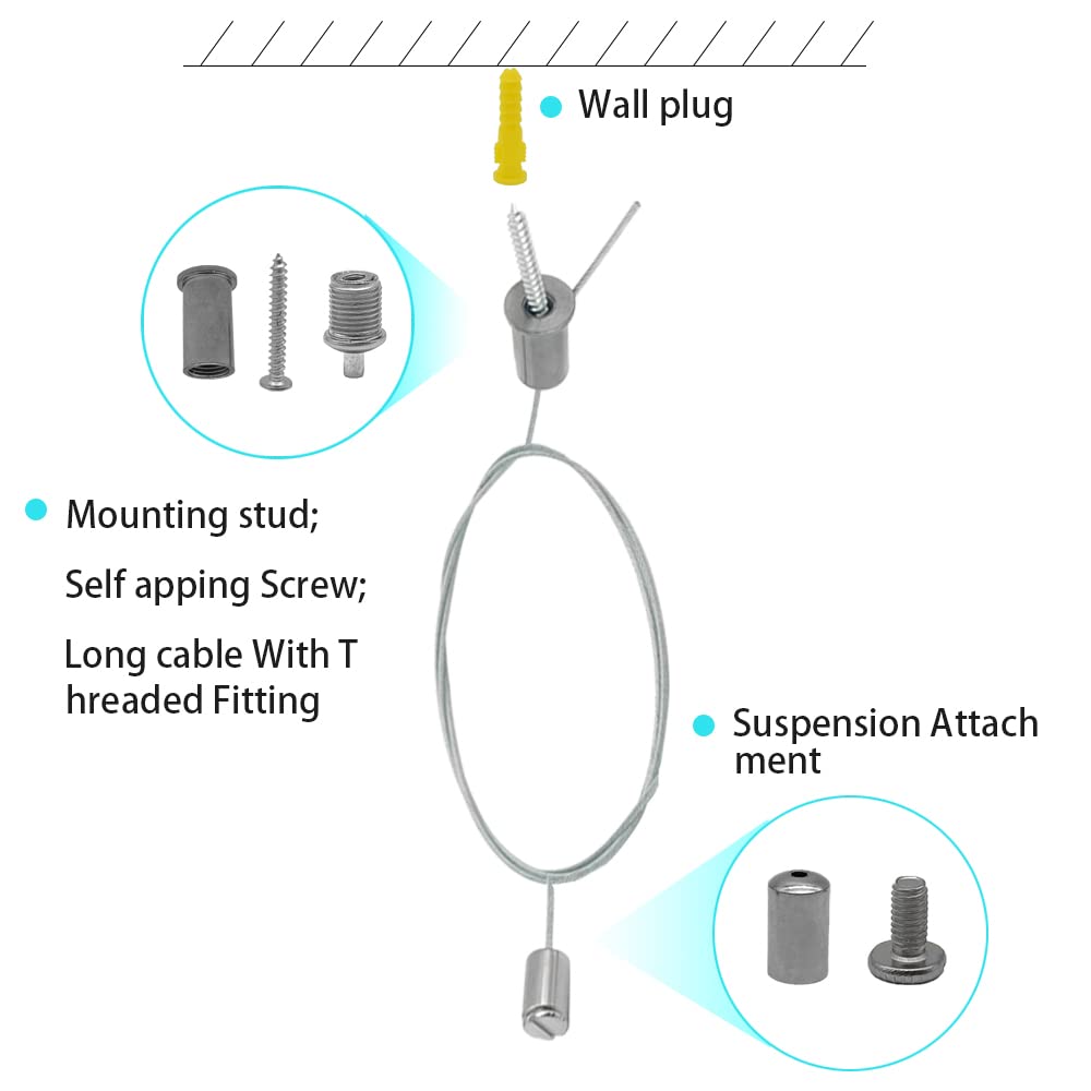 GOIYZTTR 6 Pcs Lighting Suspension Cables Kit Ceiling Light Hanging Line Panel Pendant Light Fitting Used in Ceiling Light Hanging Wire Light,1 Meter