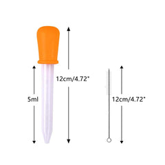 BEHAHAI 7PCS Silicone Pipettes Dropper, 5ML Liquid Droppers with Cleaning Brushes Plastic Eye Droppers Pipettes Medicine Transfer Dropper Pipettes for Kids Children Feeder Wax Melt Gummy Candy Mold