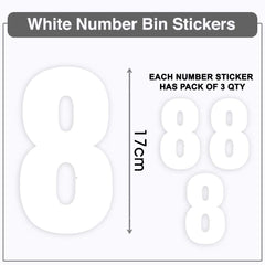 Pack of 3 Plain Dustbin Numbers Stickers Large Number - 8 (17 cm) Bin Numbers for Wheelie Bins Large Bin Numbers Packwith®