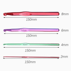 Crochet Hooks, 4 Pcs Multicolor Aluminum Knitting Needles, Crochet Hooks Set for Beginners or Professionals