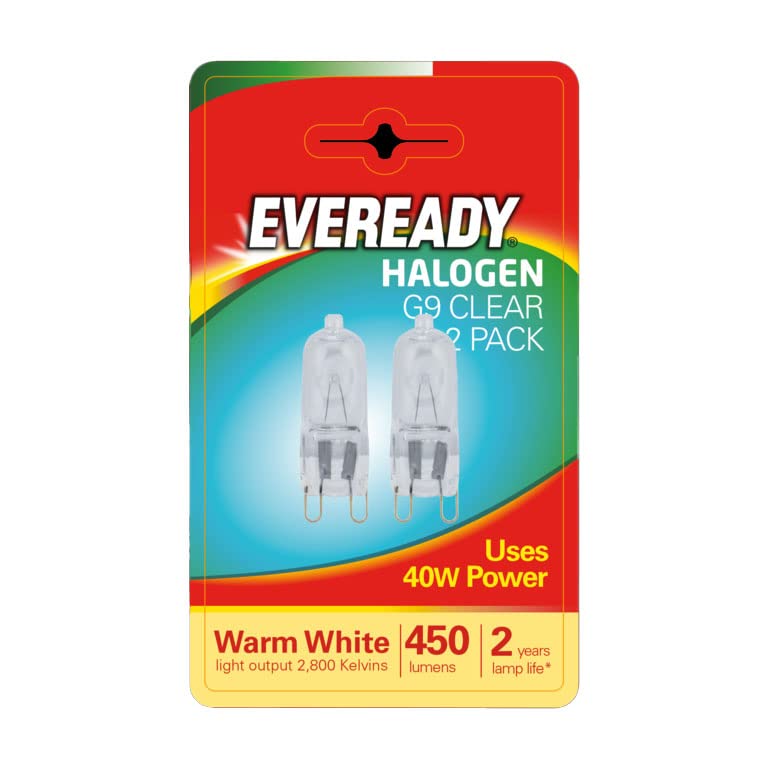 Eveready 40W 240V Halogen G9 Capsule Clear, white 2pk - S819