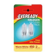 Eveready 40W 240V Halogen G9 Capsule Clear, white 2pk - S819