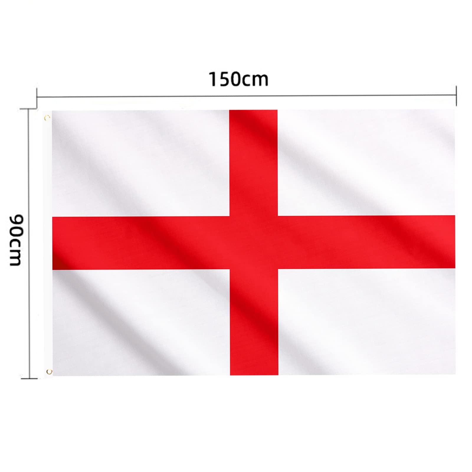 AhfuLife England St Georges Flag 5ft x 3ft for St. George's Day Decoration, 1pcs Large St George's Cross Flags, Double Side with Brass Eyelets for 2024 Football Euro Garden Street Party Decoration