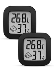 Mini Room Thermometer Digital Hygrometer Thermometer Indoor LCD Temperature and Humidity Monitor for Home, Office, Bedroom, Baby Room, Warehouse, Cellar, Car (black-2)