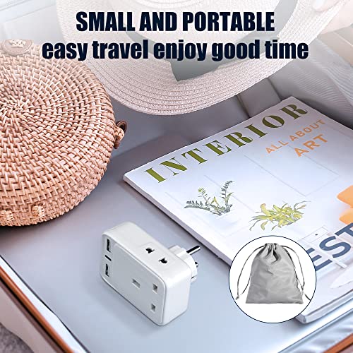 UK to European Plug Adaptor with 3 USB Ports(1 20W USB C Ports) and 2 Shaver Adapter Plug for Universal Shaver/Toothbrush, European Plug Adapter for Germany Spain Greece Iceland Poland etc (Type E/F)