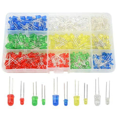 BGTXINGI 500PCS 10 Values 5 Colors 3mm and 5mm LED Light Emitting Diodes Assorted Kit Electrical Components for Lighting Bulbs and Lamps(Red Yellow Blue Green White)