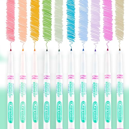 CRAYOLA Colours of Kindness Washable Fine Line Markers - Assorted Colours (Pack of 10)   Colours That Represent Good Feelings   Ideal for Kids Aged 3and