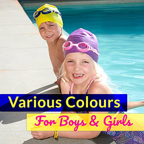 Limmys Kids Swimming Cap - 100% Silicone Kids Swim Caps for Boys and Girls - Premium Quality, Stretchable and Comfortable Swimming Hats Kids- Available in Different Attractive Colours (Yellow)