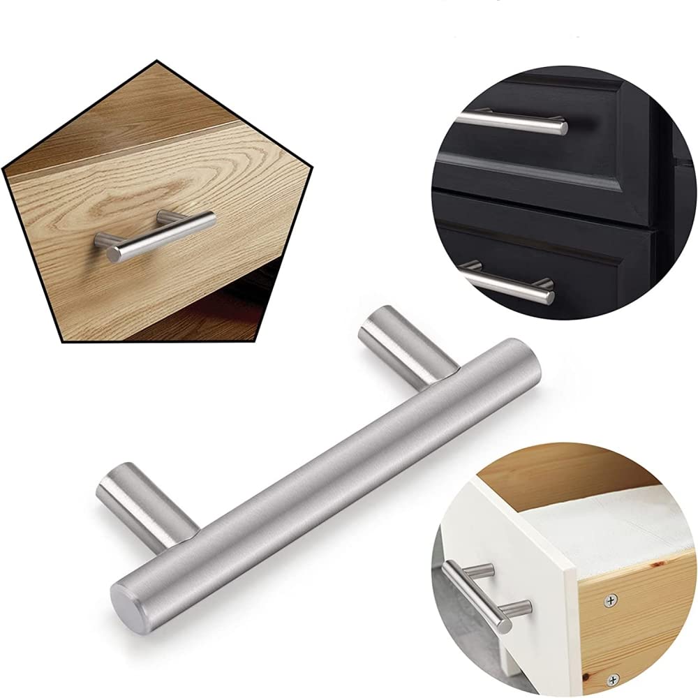 10 Pack Kitchen Cupboard Handles Stainless Steel Kitchen Door Handles Brushed Cabinet Handles Wardrobe Handles Drawer Handles (Hole Centre 76mm)