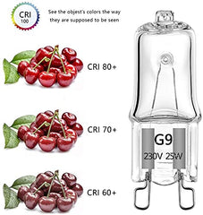 G9 Oven Bulbs 25W Clear Halogen Lights 230V 300℃，Pack of 6