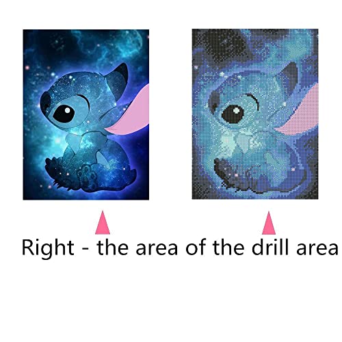 XKQYX 5D Diamond Art Kits for Kids Adults, Stitch Diamond Art Painting Kits Full Drill, Crystal Rhinestone Art Craft Embroidery Canvas Pictures Painting for Home Wall Decor Gifts - Anime