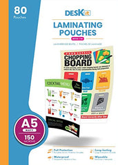 Deskit A5 Laminating Pouches, Matt, 80 Sheets, 150 Microns – Clear and Durable Presentations with a Modern Finish.