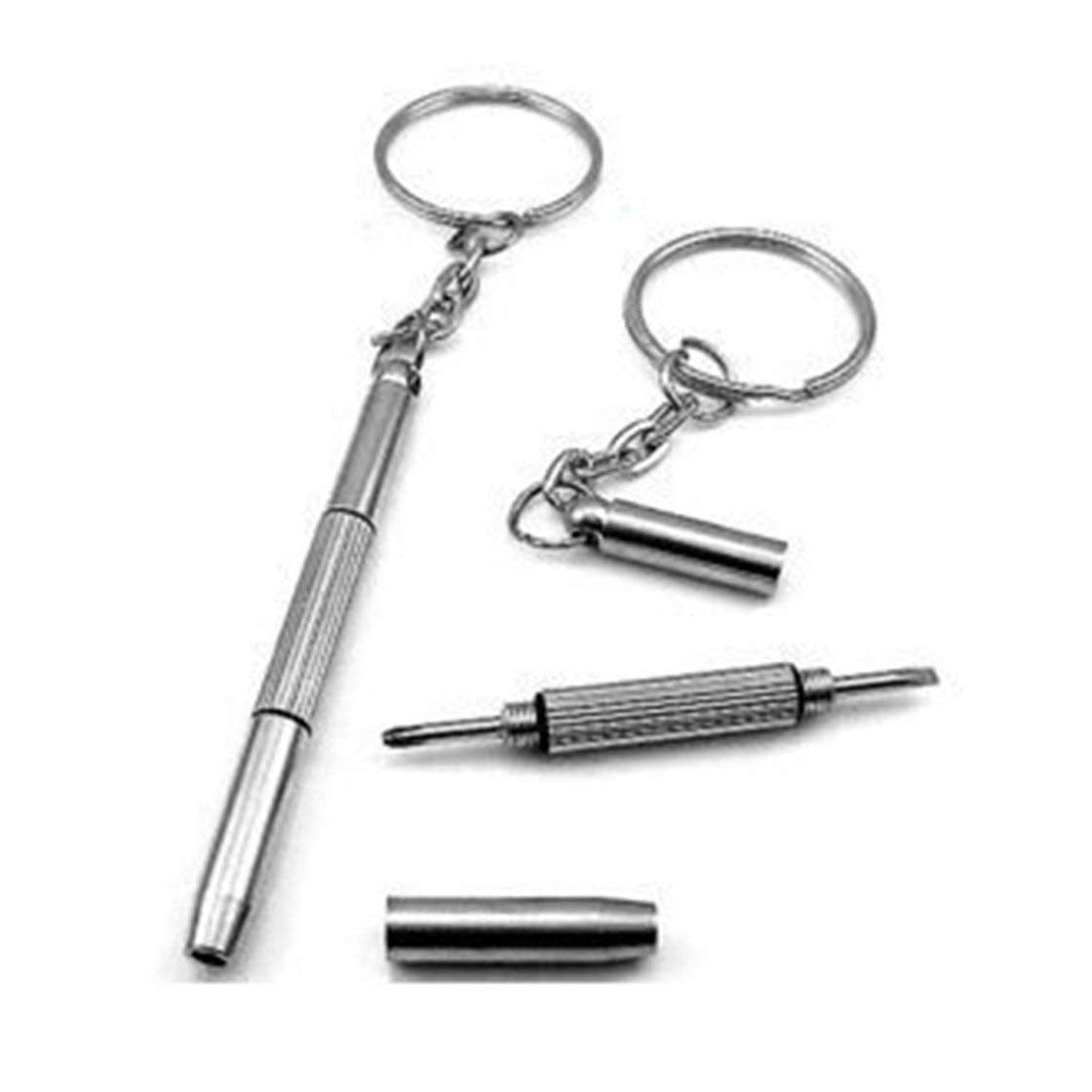 Rocita Multifunction Eyeglass Screwdriver Mini Hand Tool 3-in-1 Eyeglass Screwdriver Sunglass Watch Repair Kit with Keychain