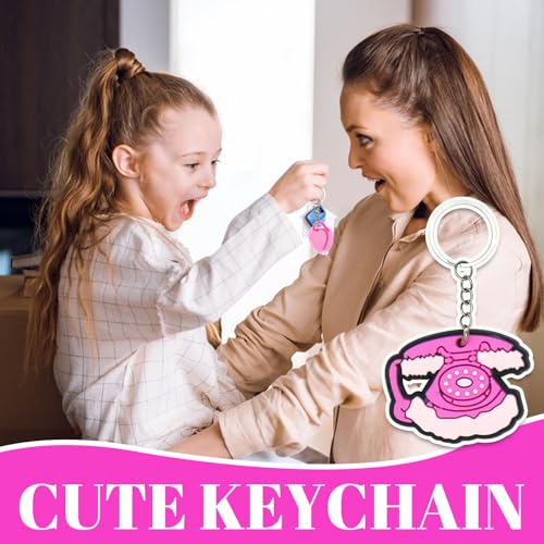 14 Pcs Barb_ie Keyring for Kids, Pink Series Keychain Pendant Theme Party Bag Filler, Ideas Presents Party Favors for Boys Girls Birthday Party Supply