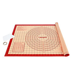 Extra Large & Thick Silicone Baking Mat 71×51 cm, Non Stick Pastry Rolling Sheet with Measurement, Non-Slip Silicon Dough kneading Board, Counter Table Mat, Placemat, for Pie/Cake/Pizza (RedandScraper)