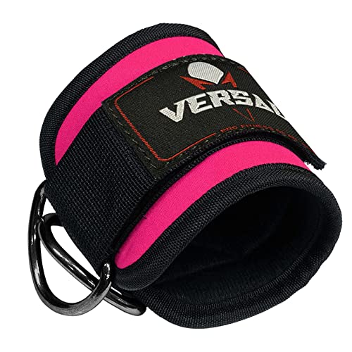 VERSAL Ankle Straps for Cable Machines Attachment Gym Ankle Cuff 7mm Padded Double D Weight Lifting Ankle Strap for Men Women,Glute Workouts,Leg Extensions,Curls,Booty Hip Abductors (Pair, Pink)