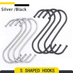 MgcTolBox 20PCS S-Shaped Hooks，Premium Stainless Steel Metal Hanging Hooks Multifunction,Heavy-Duty Hangers for Kitchen Office Bathroom Bedroom (Silver, Small)