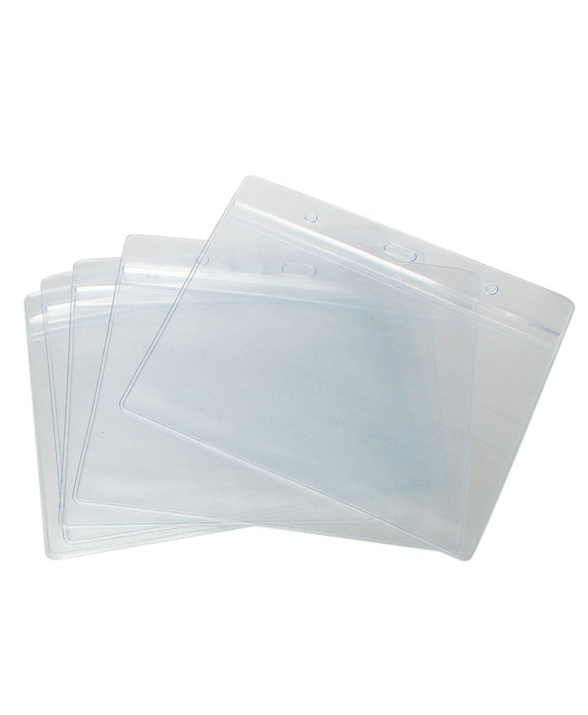 CKB Ltd 10x A6 HORIZONTAL Extra Large Landscape Clear ID Badge Card Holders Plastic Pocket Pouches 17.5cm x 11.8cm - Holds A6 Card size 105 x 148mm