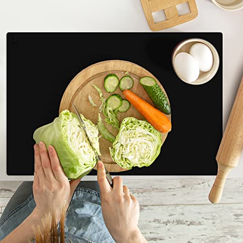 SUPER KITCHEN Non-Stick Silicone Pastry Baking Mat, Dough Rolling Kneading Mat, Heat Resistant Countertop Protector, Placemat, Art Mat, Epoxy Resin Crafts Jewelry Casting Mould Mat, 60×40cm (Black)