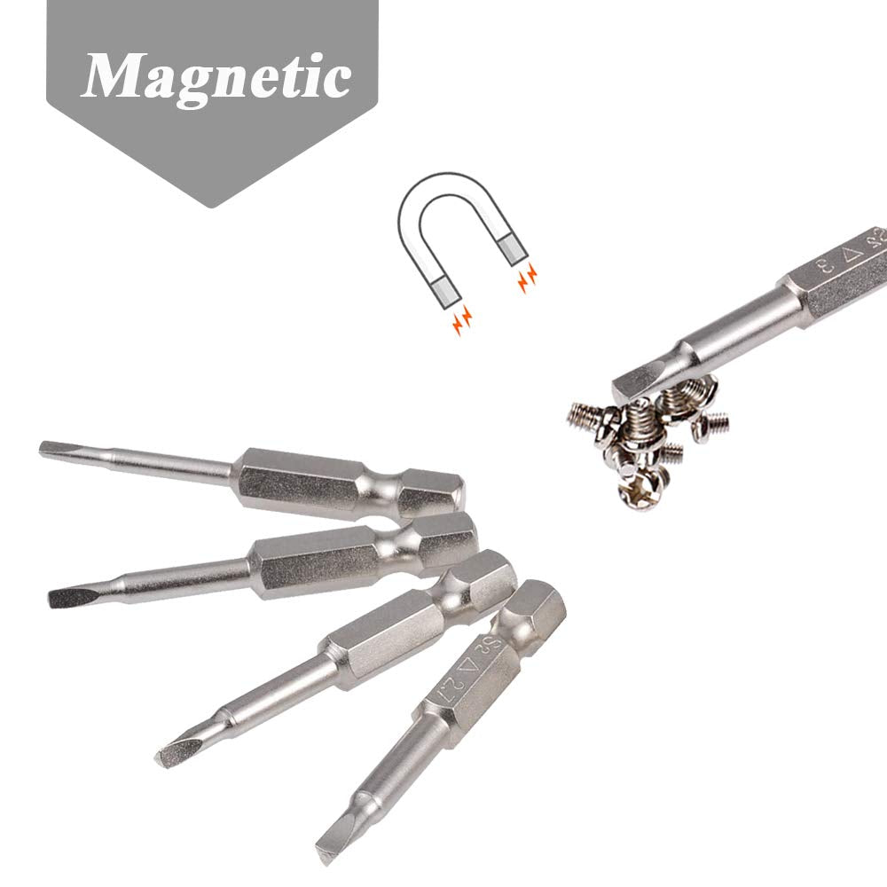 Mesee 5 Pieces Magnetic Triangle Head Screwdriver Bits, 50mm S2 Steel Triangular Tip Screw Driver Bit 1/4 Hex Shank Triangle Screwdriver Bit Set