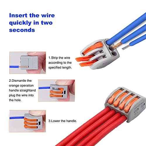 ZFYQ Wire Connectors, 35 Pieces of Cable Connector Terminal Blocks, with 2 Ports 15Pcs, 3 Ports 15Pcs, 5 Ports 5Pcs, for Solid, Stranded and Flexible Wires