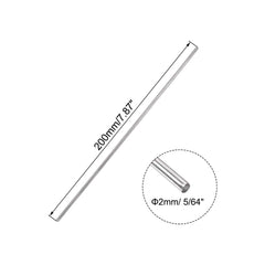 TA-VIGOR 10Pcs 2mm x 200mm Stainless Steel Round Rods, Metal Solid Round Shaft Rods Lathe Bar Stock for DIY Crafts Car Helicopter Airplane Model