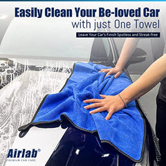 Airlab Microfibre Cloth Extra Large XXL 90x60cm, Dual-Sided Car Drying Towels 500GSM, Super Absorbent Ultra Soft Cleaning Cloths for Auto Detailing, Motorcycles Polishing, Vehicles Washing