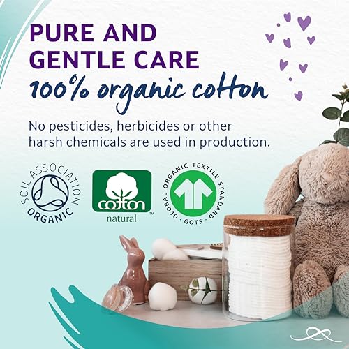 Lil-Lets Baby Cotton Wool Balls, 100 Count, Certified Organic, 100% Pure Cotton Wool, Super Soft, Large Puffs, Gentle on Baby's Delicate Skin, Dermatologically Tested, Ideal for Newborns