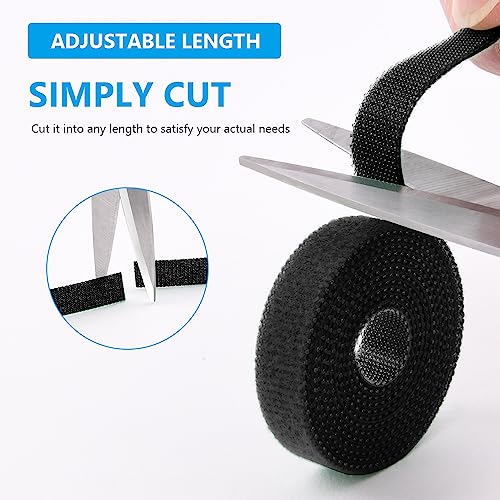 URAQT Cable Ties, 10M Fastening Tape Hook and Loop Cable Ties, DIY Nylon Securing Cinch Strap, Self Adhesive Cable Ties Strap Reusable for Cord Organizer Cable Tidy, 1.5cm Wide (Black)