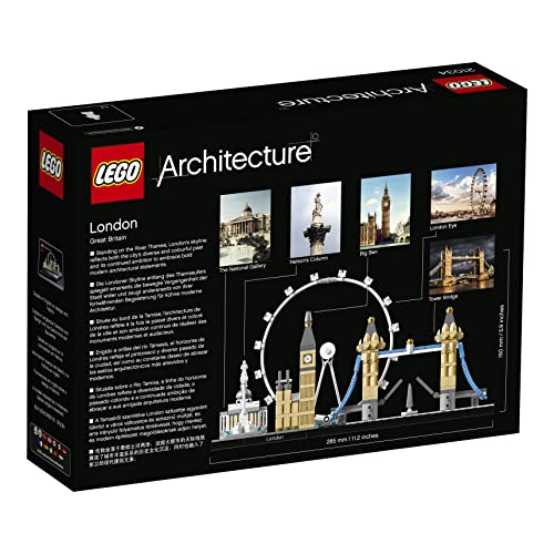 LEGO 21034 Architecture Skyline Model Building Set, London Eye, Big Ben, Tower Bridge Collection, Office Home Décor, Collectible Gift Idea