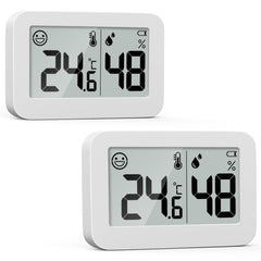 DOOMAY 2-Pack Mini Hygrometer Indoor Thermometer, Humidity Gauge with Celsius (℃), Humidity Meter Digital Temperature Monitor for Greenhouse Babyroom Cellar Reptile Incubator Closet