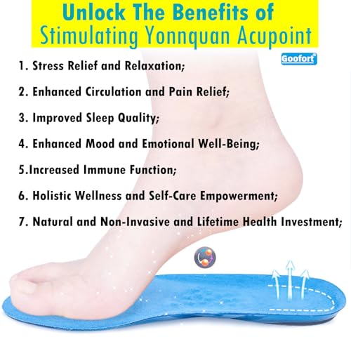 Goofort Women Men Massage Insoles Gel Insoles Stimulating Yonnquan Acupoint Relieve Your Sore Feet 3D-Xpain™-Plus with Cushion Shock Absorption Work Boots Long Sports Standing Pressure Relief UK5-13