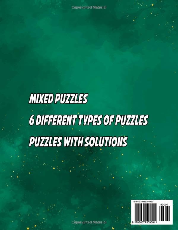 Puzzle book for adults: Mixed puzzles - Crossword, Word search, Codeword, Sudoku, Kriss kross, Mazes - activity book for adults