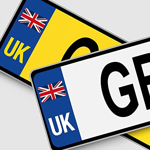 BEEWAY UK Car Stickers for Europe - 2x UK Oval and 4x Number Plate Stickers - Gloss Laminated, Self-adhesive Vinyl Sticker for Cars, Vans, Trucks Driving in European after Brexit GB